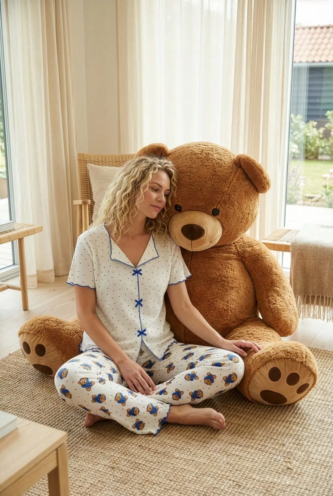 Luna Touch Ekstra Yumuşak Yazlık Kadın Pijama Takımı – Düğmesiz, Kısa Kollu, Büyük Beden Kadın Pijama (S–5XL) - Mavi 