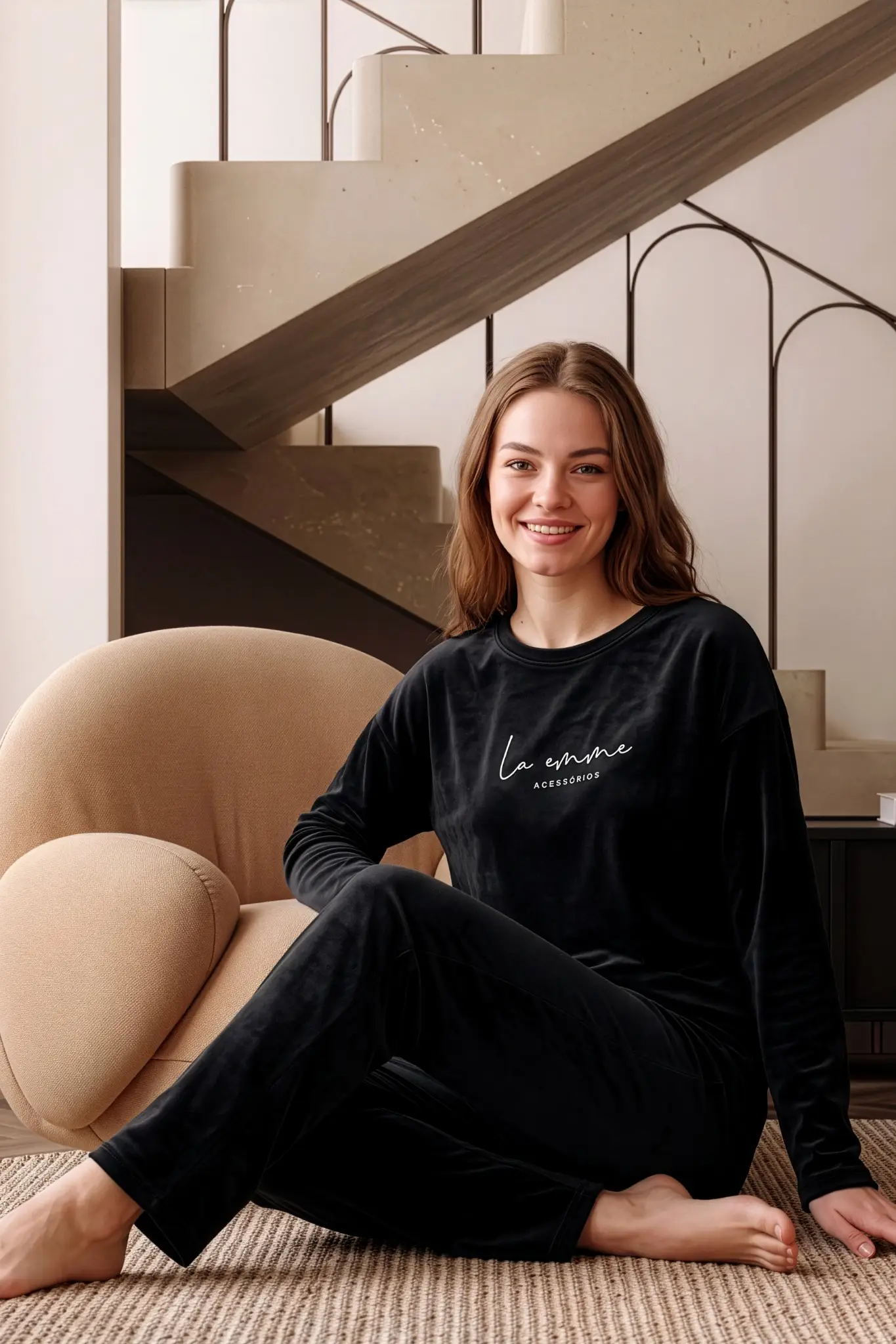 Nisanca Kışlık Kadın Kadife Pijama Takımı - Süper Soft Serisi - Siyah