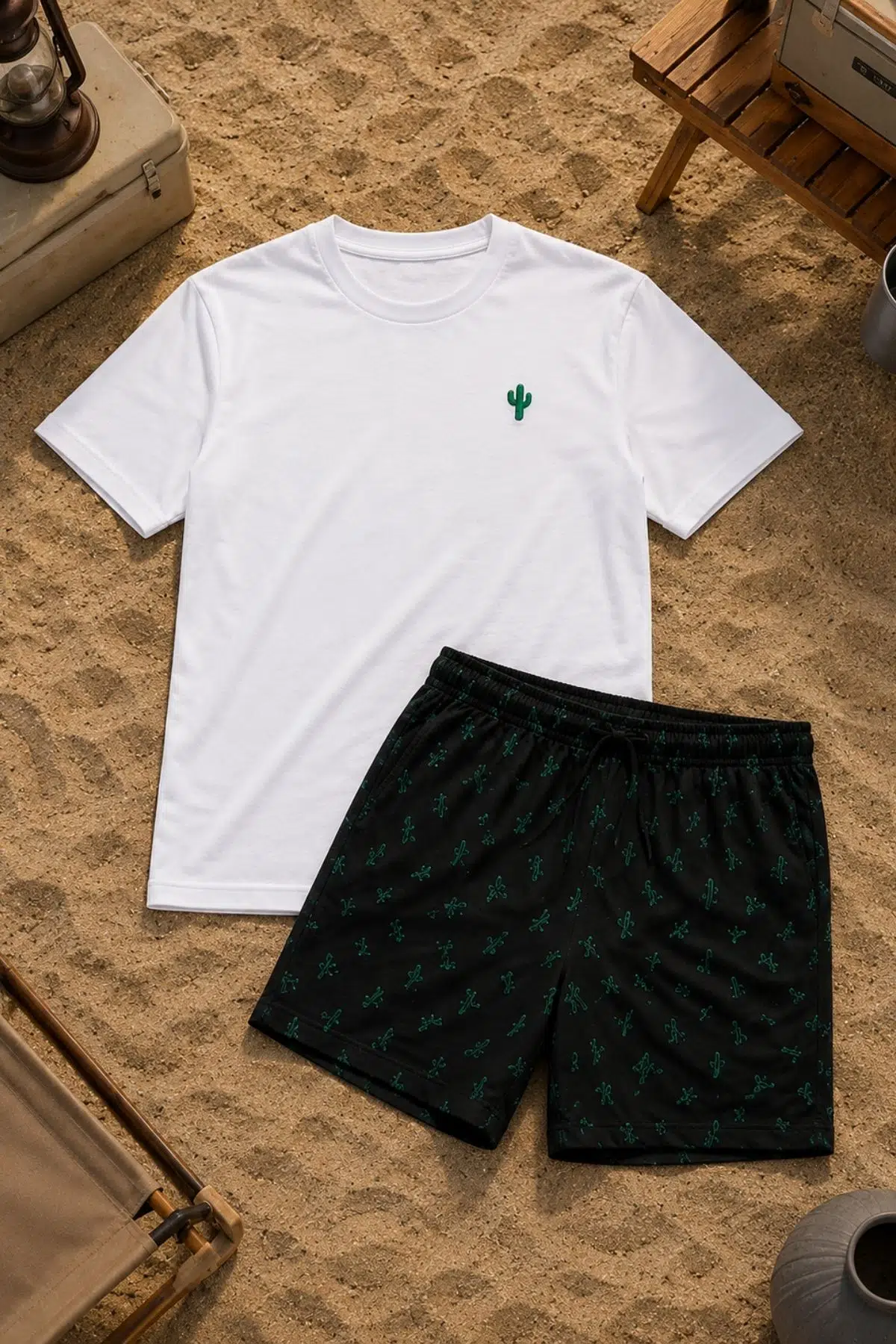 Nisanca Sportif %100 Pamuk Şortlu Erkek Pijama Takımı - Yesil