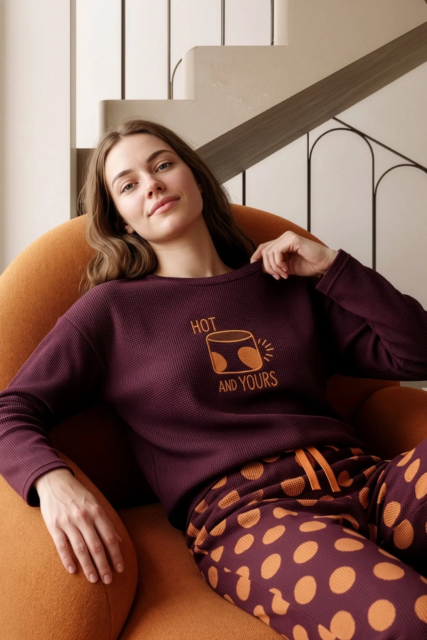Premium Soft Waffle Kadın Pijama Takımı – Yumuşak Dokulu Sıcak Tutan Kışlık Uzun Kollu Pijama