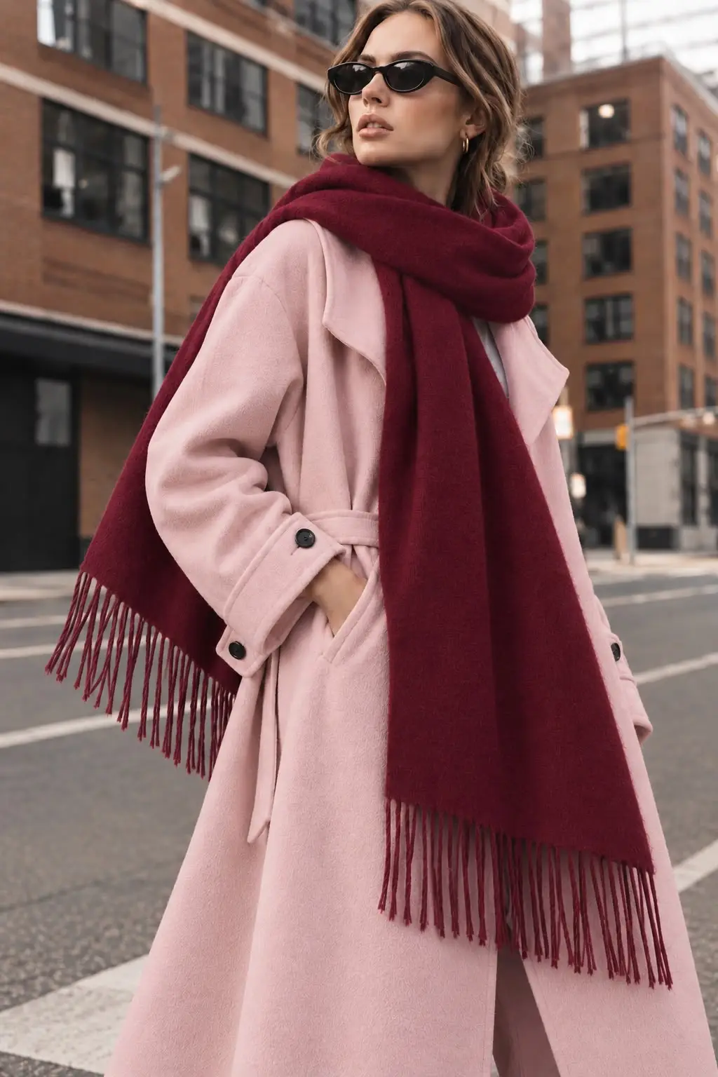 Soft Feel Kadın Atkı Şal – Yumuşak Dokulu Geniş Oversize Püsküllü Omuz Şalı - Bordo