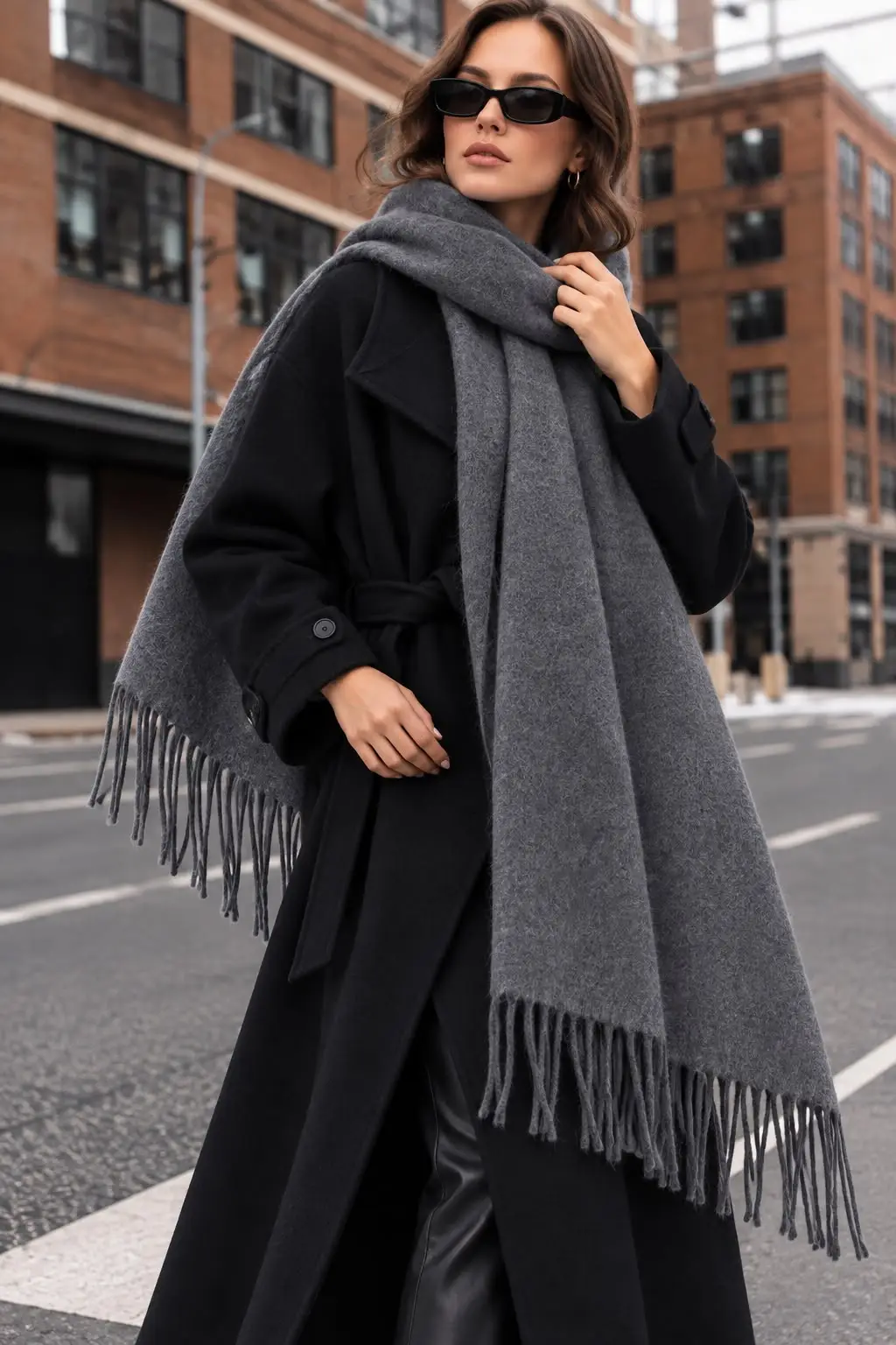 Soft Feel Kadın Atkı Şal – Yumuşak Dokulu Geniş Oversize Püsküllü Omuz Şalı