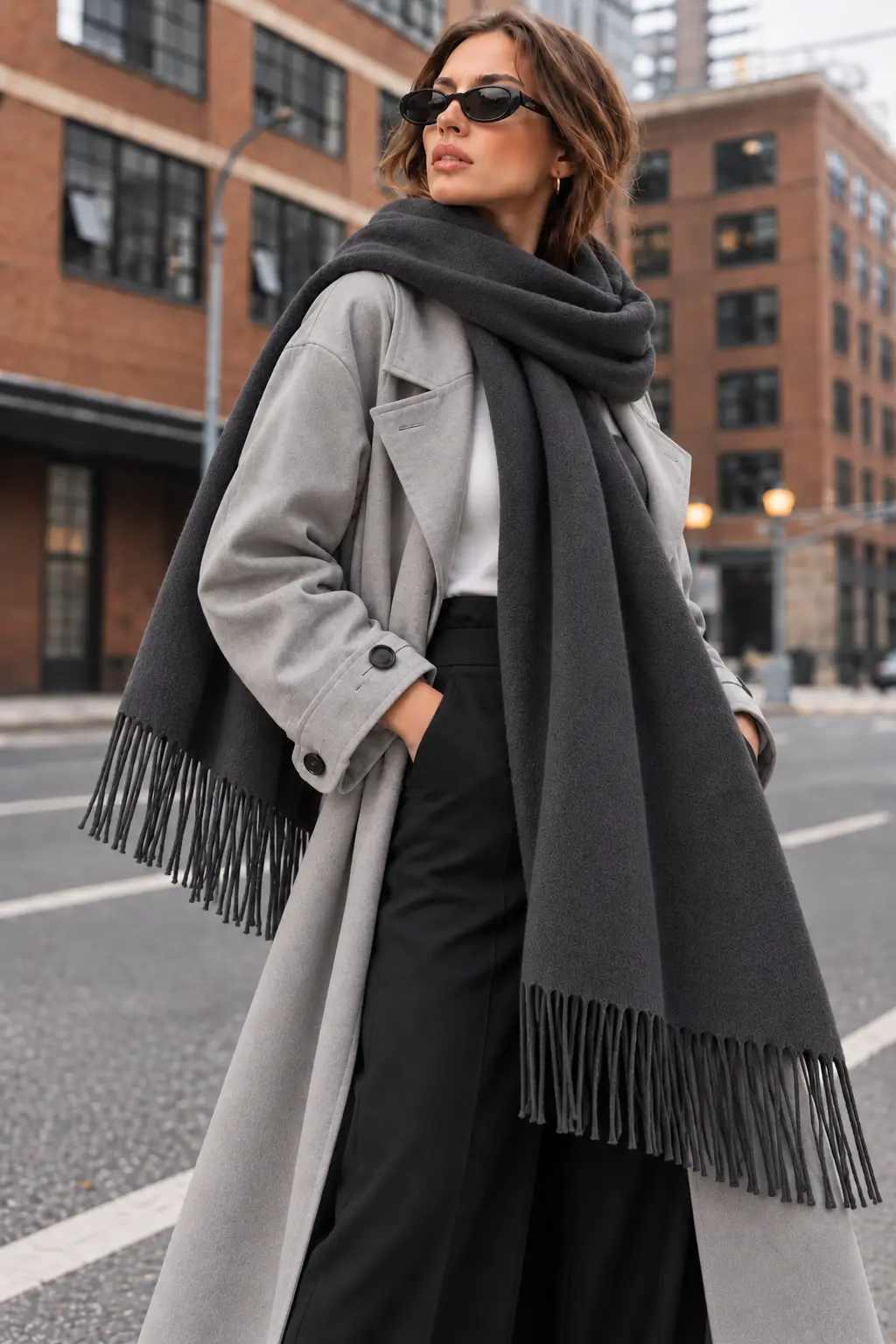 Soft Feel Kadın Atkı Şal – Yumuşak Dokulu Geniş Oversize Püsküllü Omuz Şalı