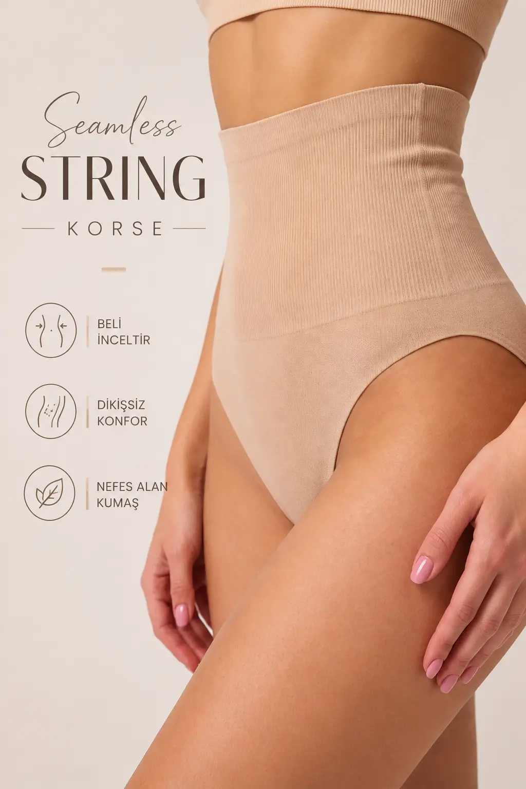 Yüksek Bel Lazer Kesim String Korse Külot İz Yapmayan İnceltici Sıkılaştırıcı Göbek Karın Bel Toparlayıcı